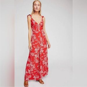 Floral Red Jumpsuit
